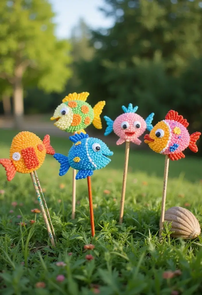 25 Beaded Garden Stakes DIY Projects That Add Color and Fun - 10. Under the Sea Stakes