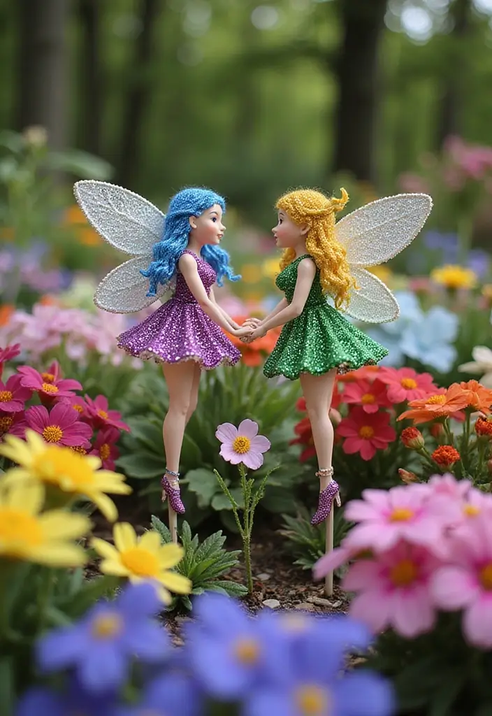 25 Beaded Garden Stakes DIY Projects That Add Color and Fun - 18. Whimsical Fairy Garden Stakes