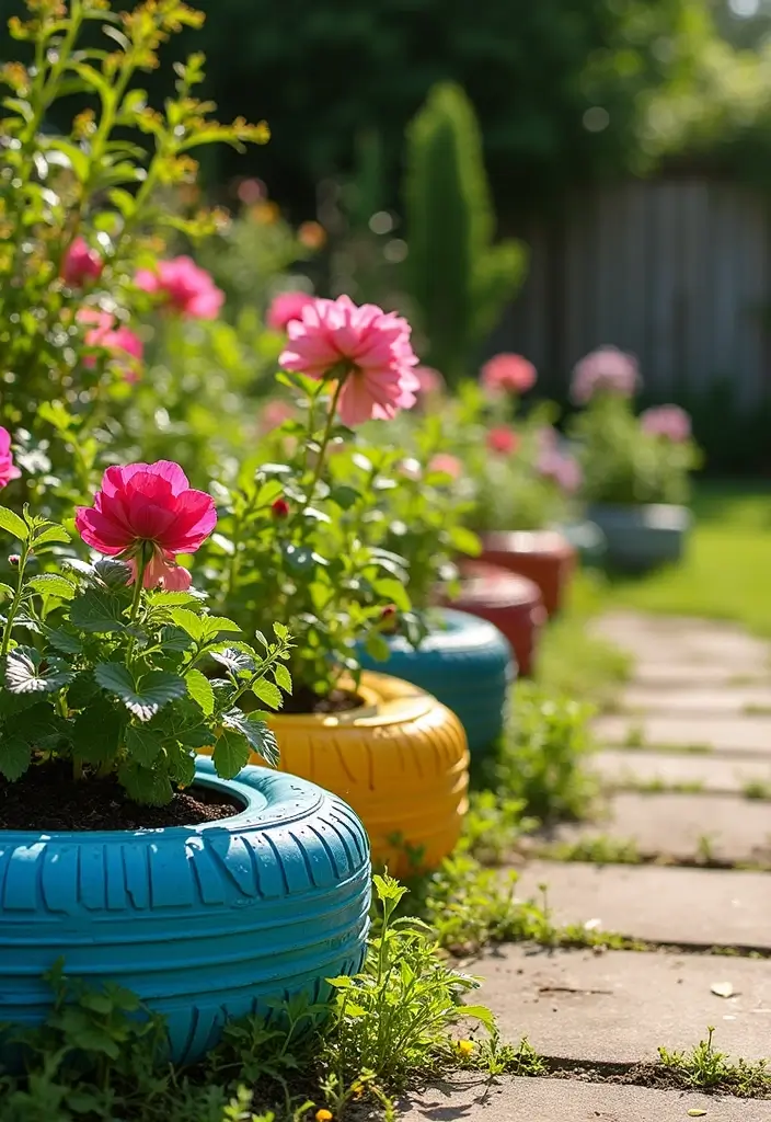 25 DIY Garden Decor Easy Projects for Every Home - 1. Upcycled Tire Planters