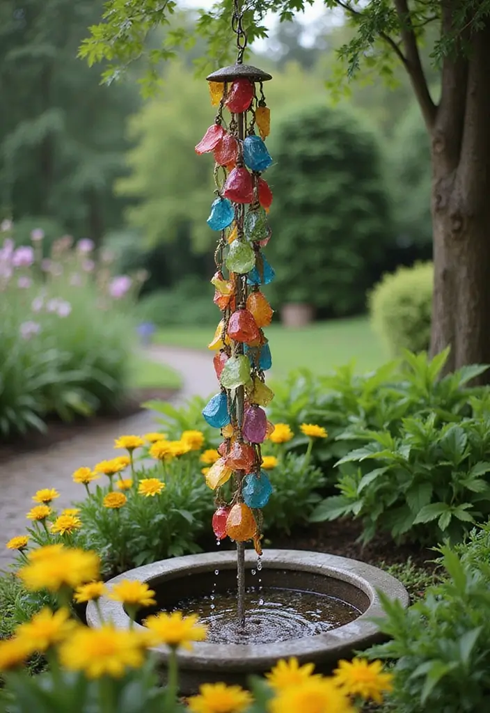 25 DIY Garden Decor Easy Projects for Every Home - 25. Rain Chain from Recycled Materials