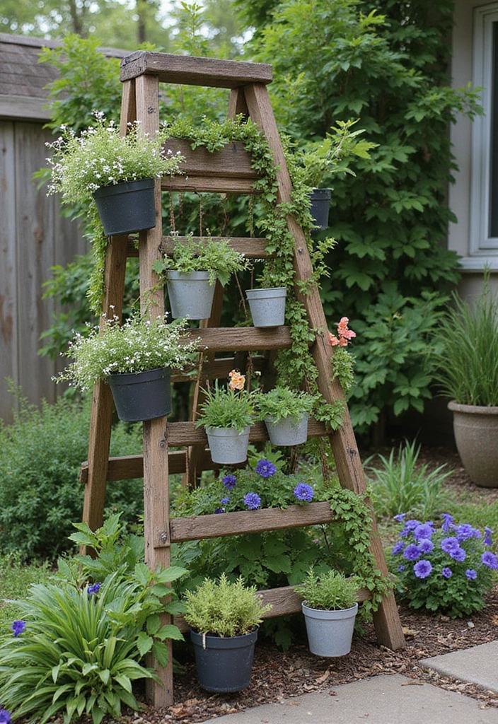 25 DIY Garden Decor Easy Projects for Every Home - 6. Garden Ladder Trellis