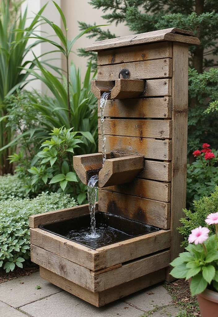 25 DIY Garden Fountains Outdoor Designs That Soothe the Soul - 18. Pallet Garden Fountain