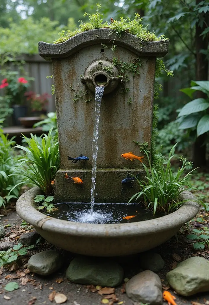 25 DIY Garden Fountains Outdoor Designs That Soothe the Soul - 19. Fish Tank Fountain