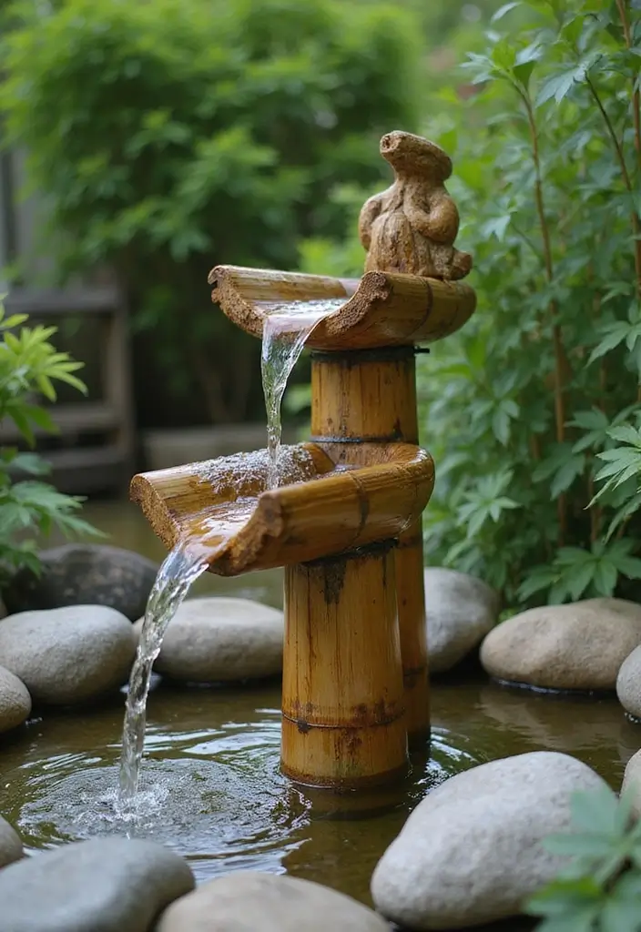 25 DIY Garden Fountains Outdoor Designs That Soothe the Soul - 22. Bamboo Fountain