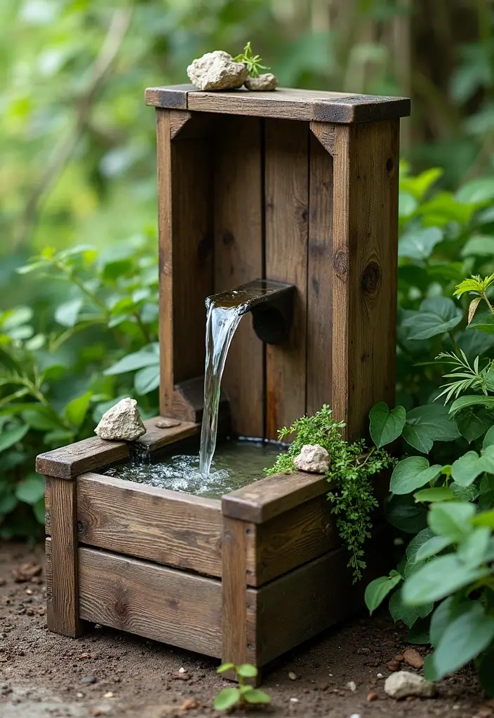 25 DIY Garden Fountains Outdoor Designs That Soothe the Soul - 6. Wooden Crate Fountain