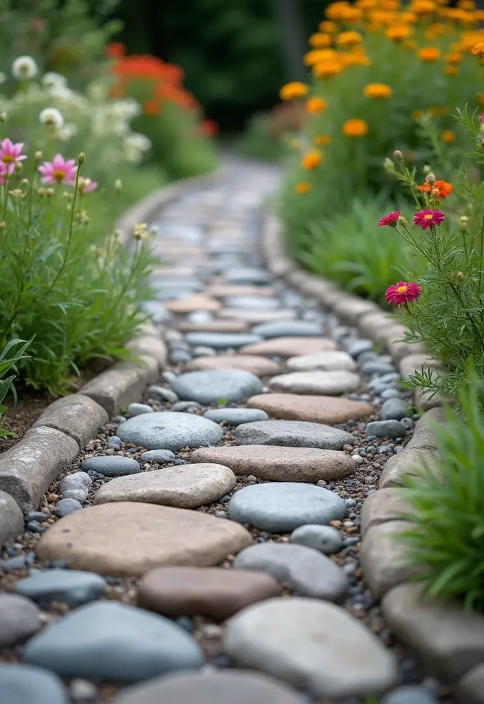 25 DIY Garden Paths and Walkways for a Beautiful Backyard - 1. Pebble Pathway