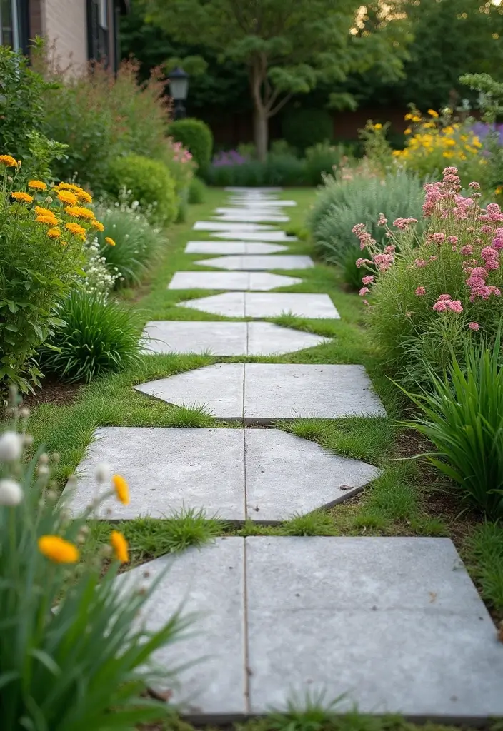25 DIY Garden Paths and Walkways for a Beautiful Backyard - 13. Concrete Pavers