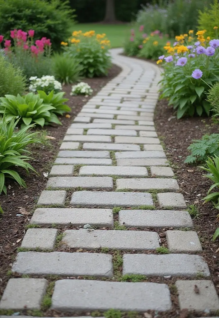 25 DIY Garden Paths and Walkways for a Beautiful Backyard - 16. Cinder Block Path