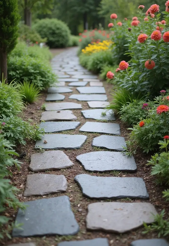 25 DIY Garden Paths and Walkways for a Beautiful Backyard - 18. Rustic Slate Path