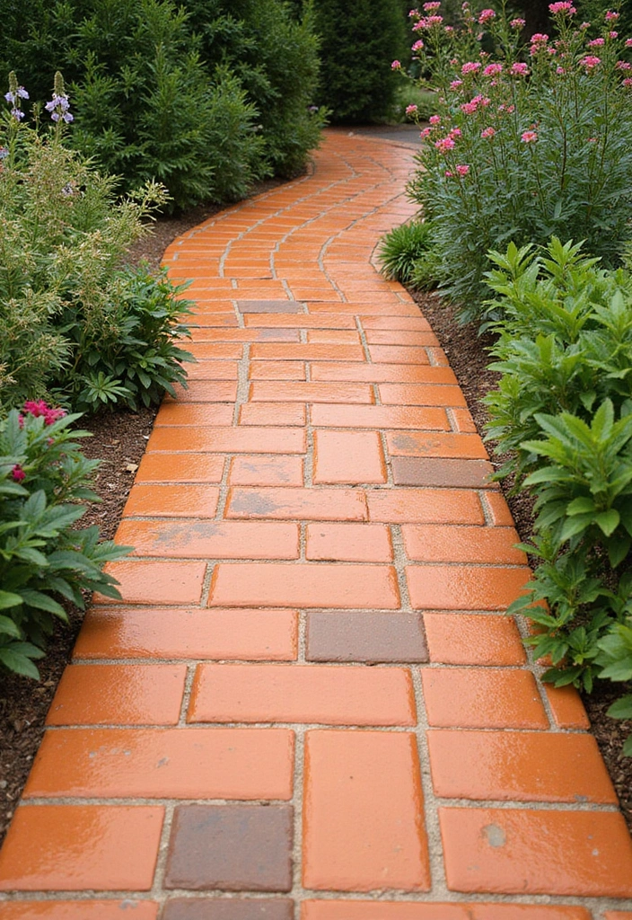 25 DIY Garden Paths and Walkways for a Beautiful Backyard - 19. Terracotta Tile Path
