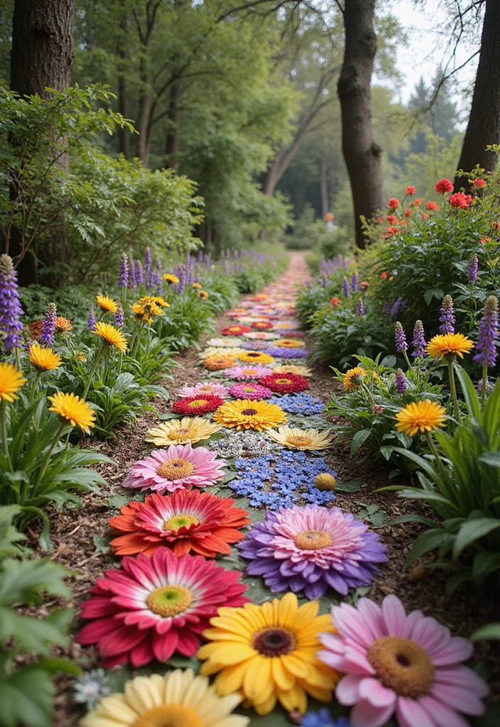 25 DIY Garden Paths and Walkways for a Beautiful Backyard - 22. Dried Flower Pathway