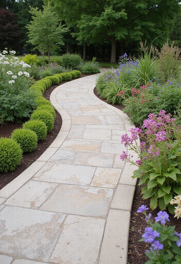 25 DIY Garden Paths and Walkways for a Beautiful Backyard - 24. Stamped Concrete Path