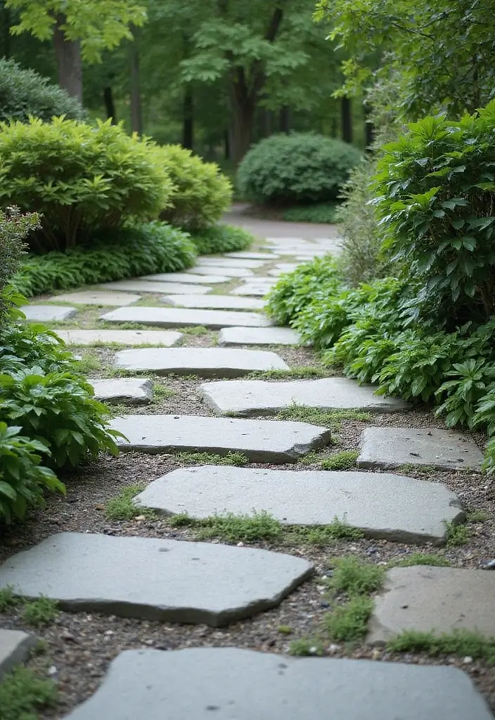 25 DIY Garden Paths and Walkways for a Beautiful Backyard - 4. Stone Slab Walkway
