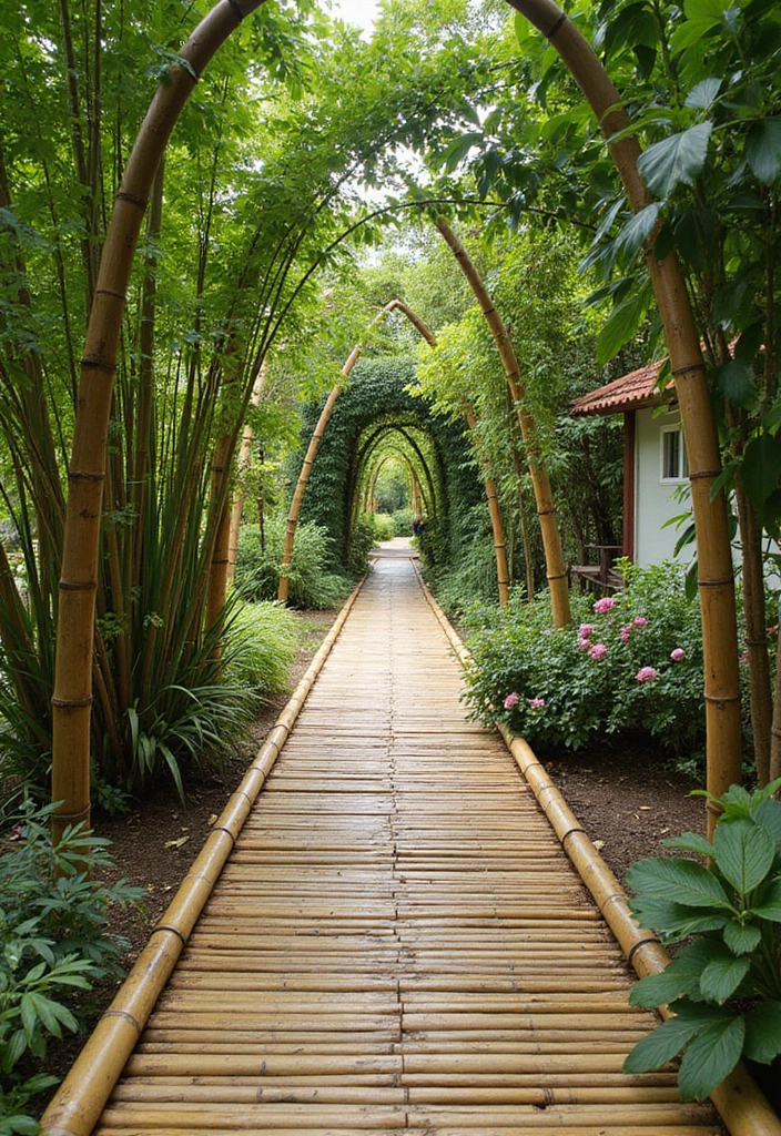 25 DIY Garden Paths and Walkways for a Beautiful Backyard - 9. Bamboo Pathway