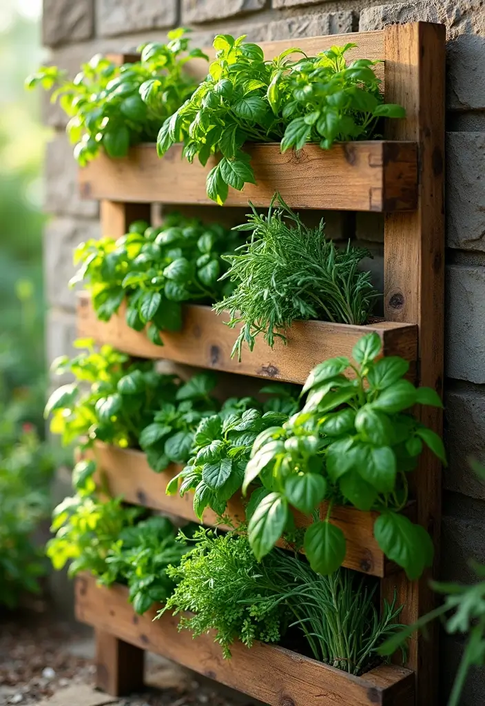 25 DIY Pallet Garden Boxes That Are Easy and Sustainable - 1. Vertical Herb Garden