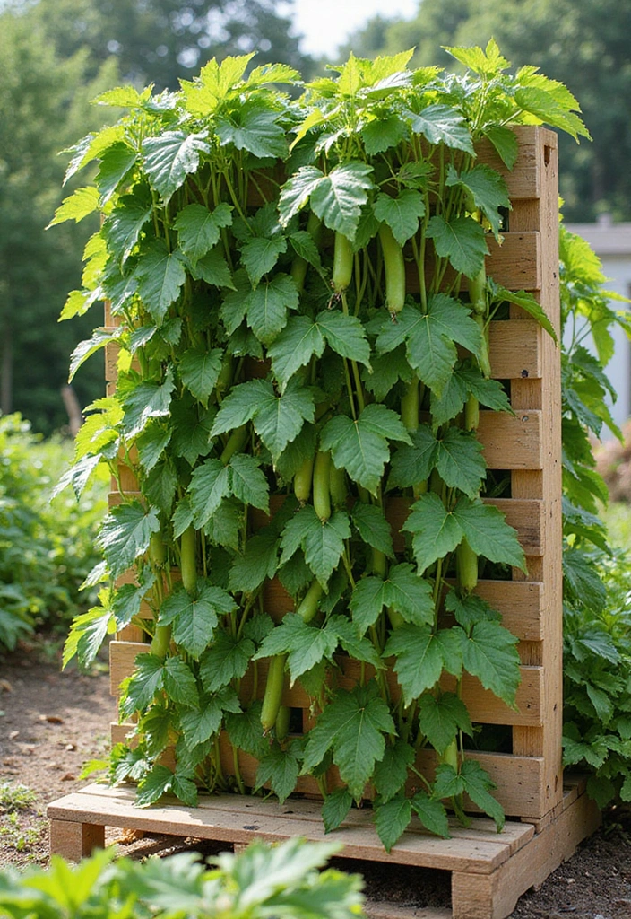 25 DIY Pallet Garden Boxes That Are Easy and Sustainable - 18. Pallet Vertical Pea Garden