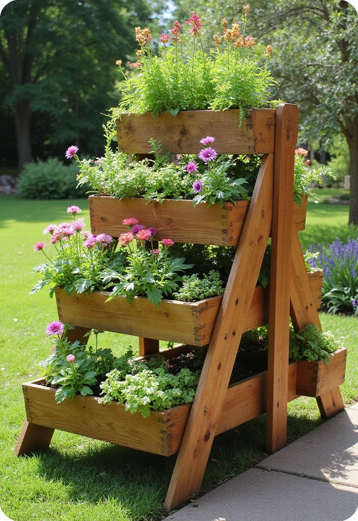 25 DIY Pallet Garden Boxes That Are Easy and Sustainable - 6. Tiered Pallet Planter