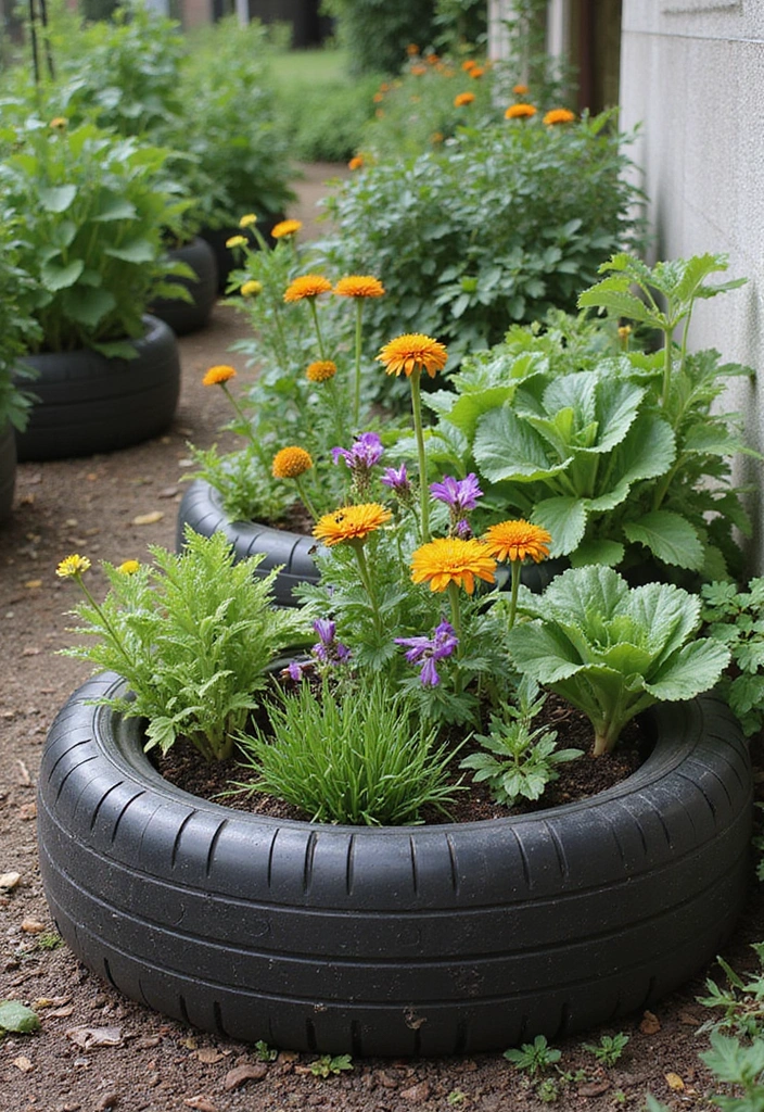 25 DIY Raised Garden Bed Cheap Easy Ways to Grow Fresh Vegetables - 3. Repurposed Tires
