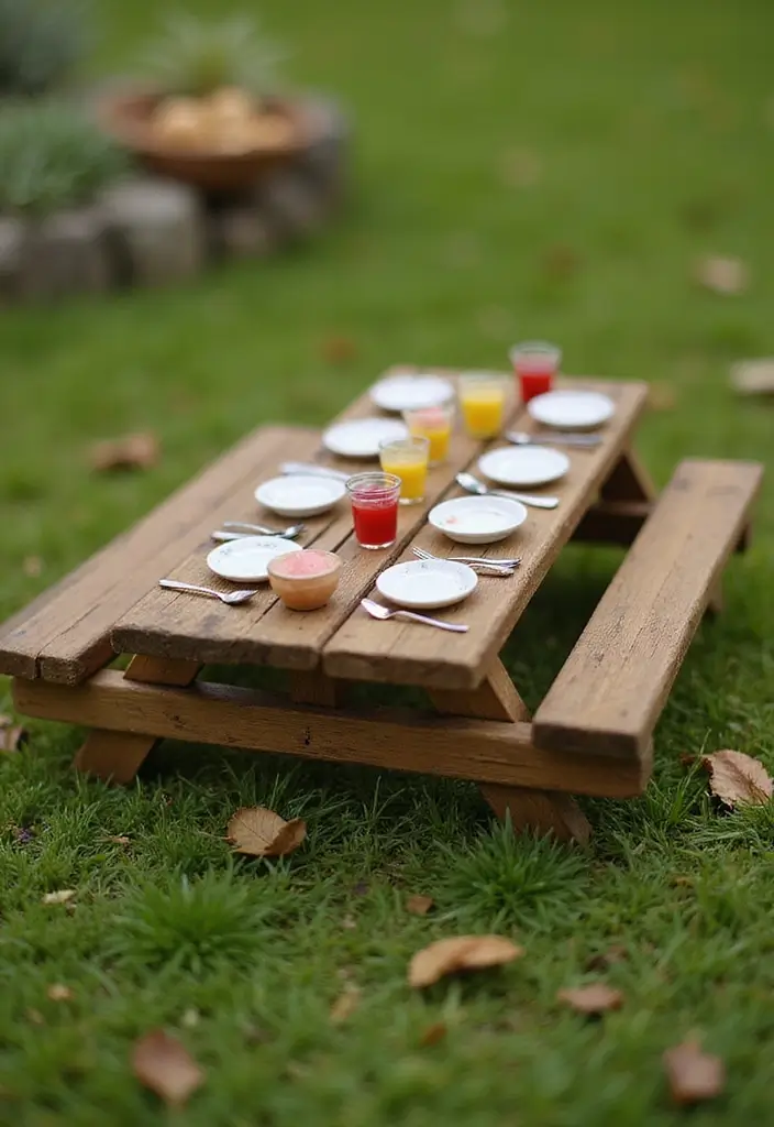 25 Fairy Garden Accessories DIY Creations You’ll Want to Make - 1. Miniature Picnic Table