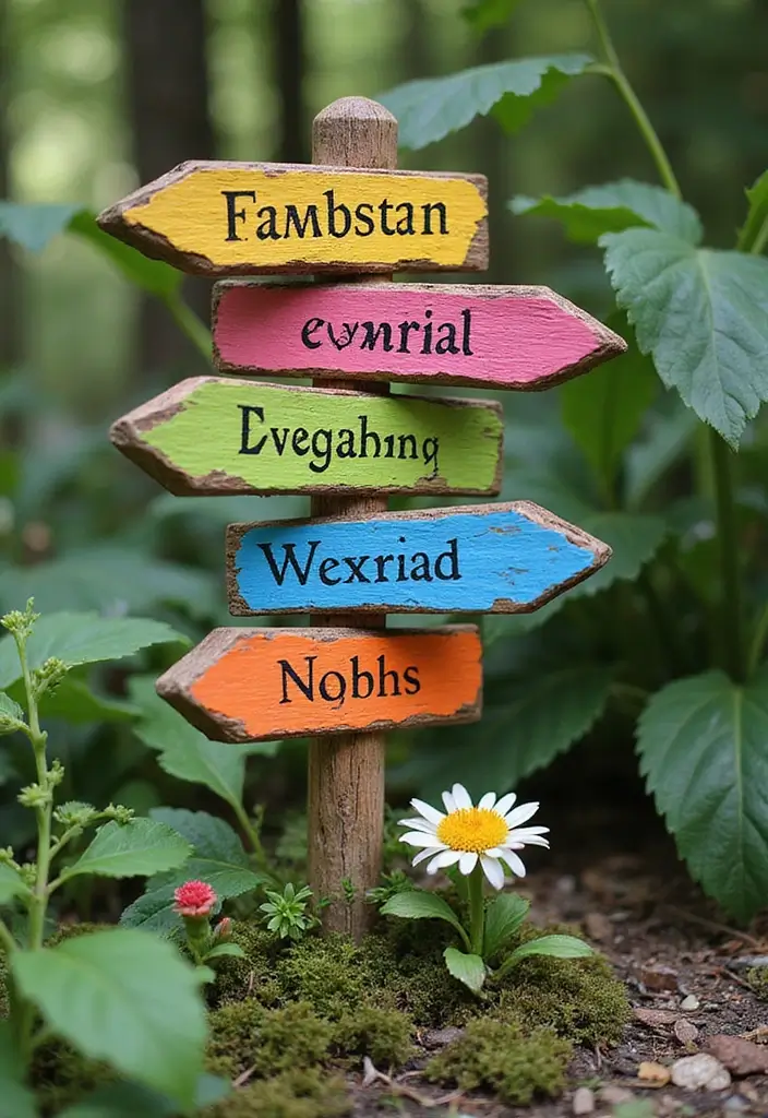 25 Fairy Garden Accessories DIY Creations You’ll Want to Make - 14. Fairy Garden Signpost