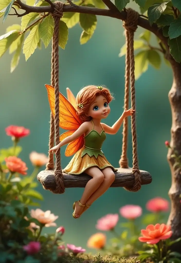 25 Fairy Garden Accessories DIY Creations You’ll Want to Make - 2. Fairy Swing