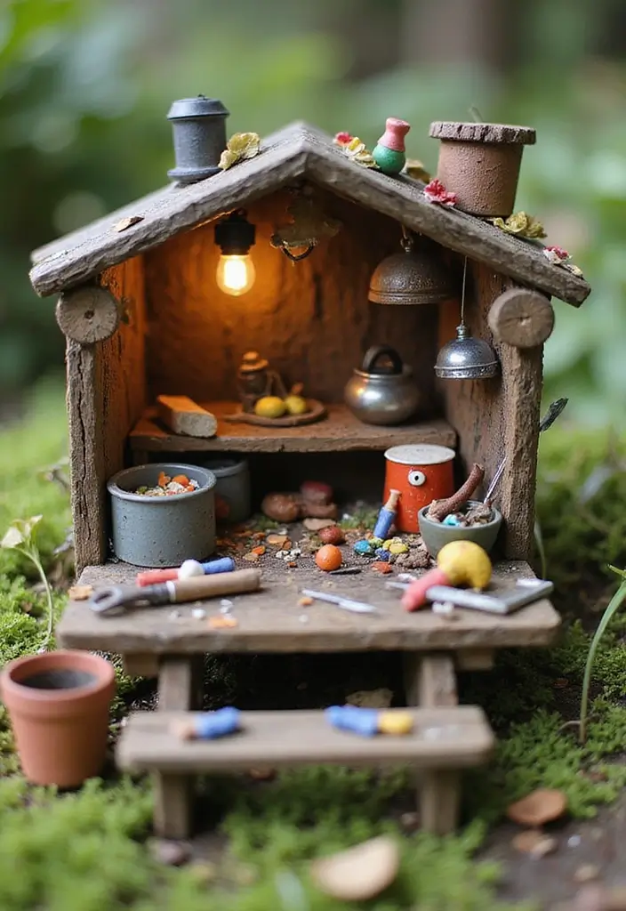 25 Fairy Garden Accessories DIY Creations You’ll Want to Make - 20. Tiny Garden Workshop