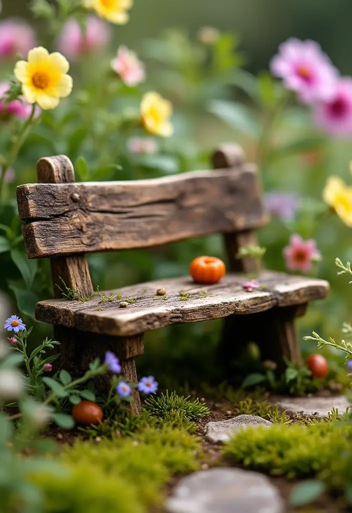 25 Fairy Garden Accessories DIY Creations You’ll Want to Make - 5. Miniature Garden Bench