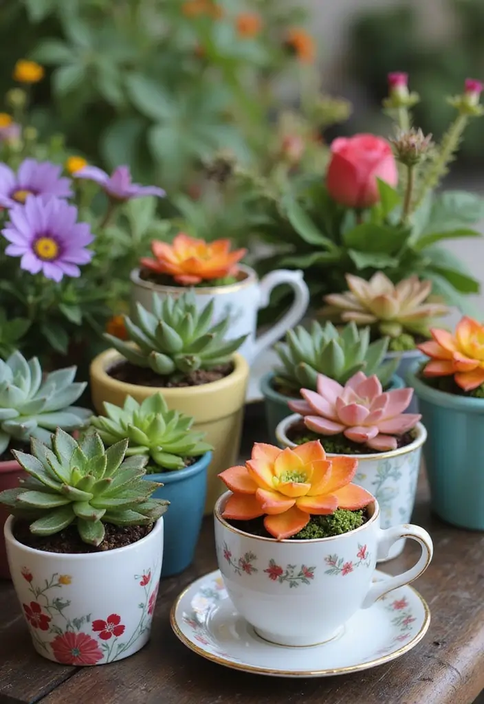 25 Garden Art DIY Whimsical Creations That Bring Joy - 21. Whimsical Succulent Display