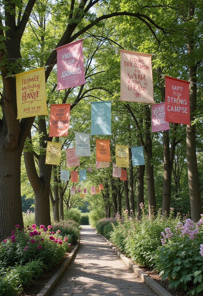 25 Garden Art DIY Whimsical Creations That Bring Joy - 23. Fun Garden Banners