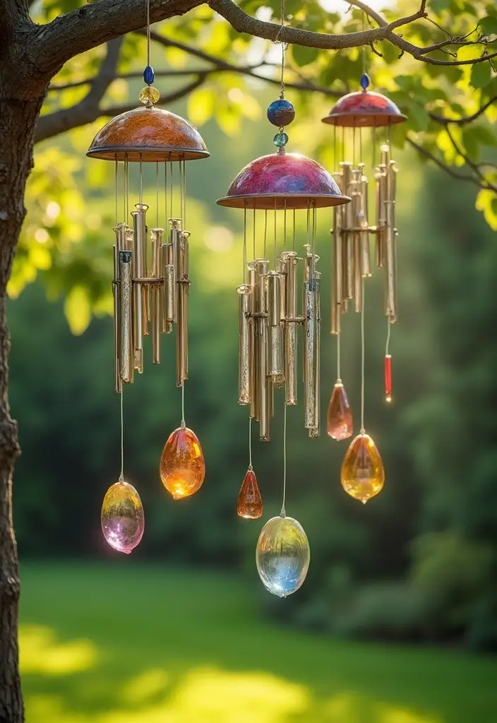 25 Garden Art DIY Whimsical Creations That Bring Joy - 3. Upcycled Wind Chimes