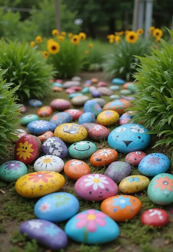 25 Garden Art DIY Whimsical Creations That Bring Joy - 6. Playful Painted Rocks