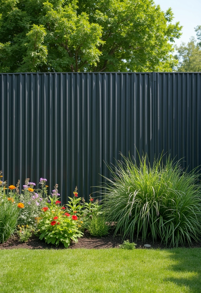 25 Garden Fence Ideas DIY Cheap Ways to Enhance Privacy - 16. Corrugated Metal Fence
