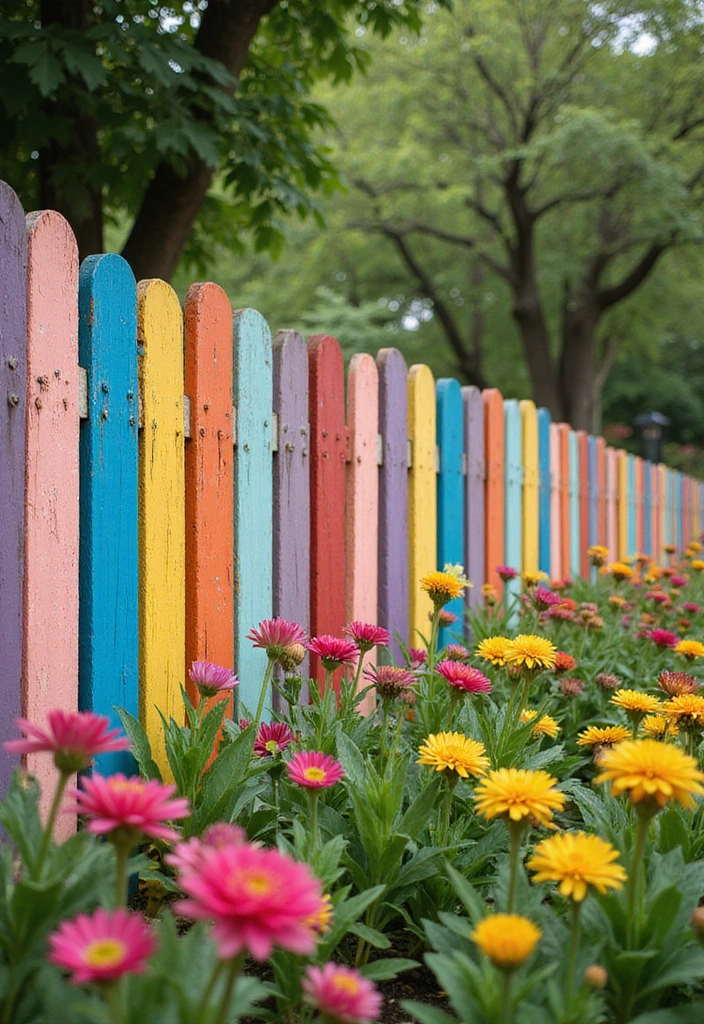 25 Garden Fence Ideas DIY Cheap Ways to Enhance Privacy - 19. Painted Wooden Fence Panels