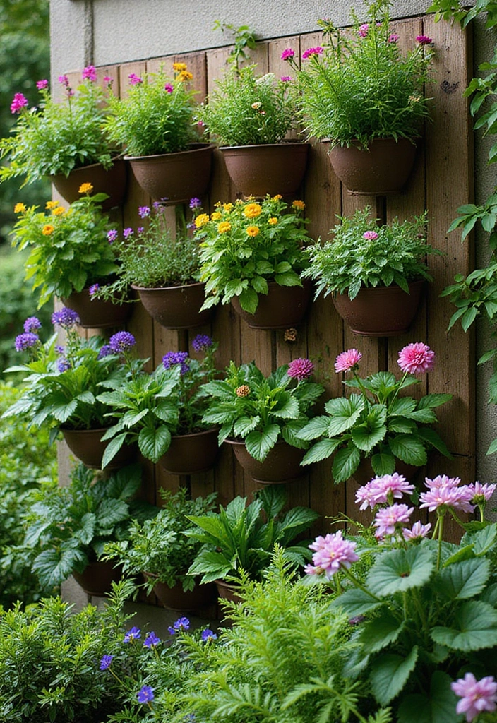 25 Garden Fence Ideas DIY Cheap Ways to Enhance Privacy - 3. Vertical Garden Planters