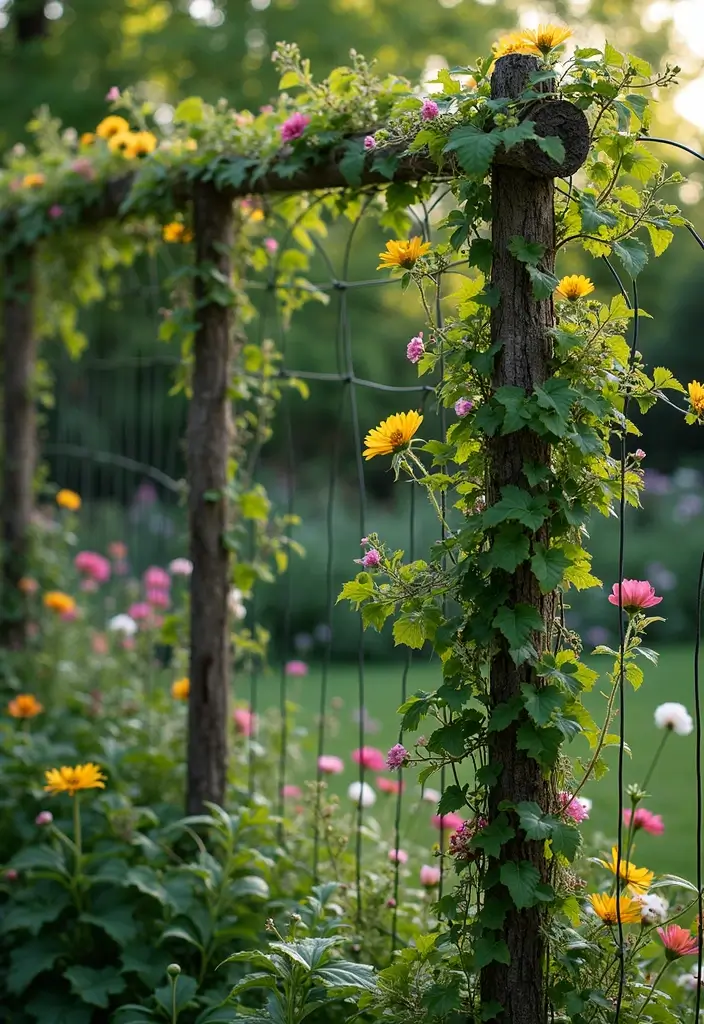 25 Garden Fence Ideas DIY Cheap Ways to Enhance Privacy - 4. Wire Fencing with Vines