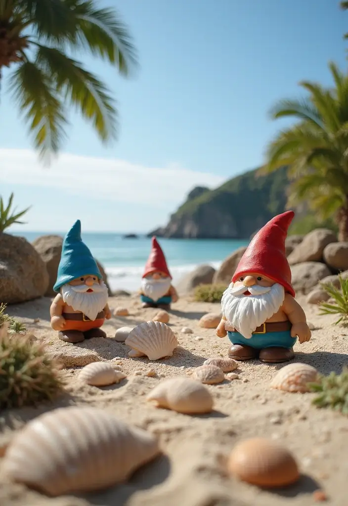 25 Gnome Garden Ideas DIY Fairy Village Creations Full of Magic - 11. Beachy Gnome Paradise