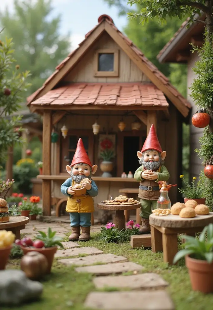 25 Gnome Garden Ideas DIY Fairy Village Creations Full of Magic - 19. Gnome Bakery Delights