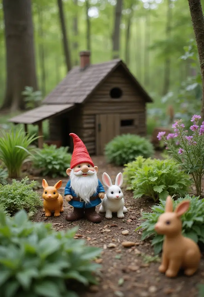 25 Gnome Garden Ideas DIY Fairy Village Creations Full of Magic - 5. Rustic Farmyard Gnome Scene