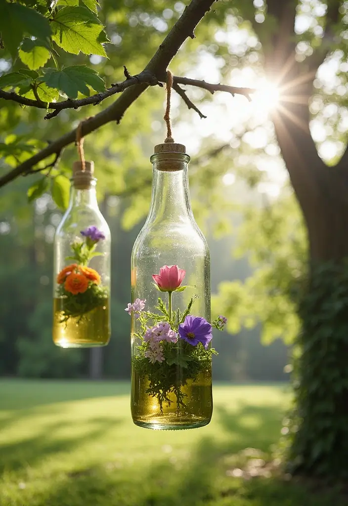 25 Plastic Bottle Crafts Garden Creations That Recycle Beautifully - 2. Hanging Garden Bottles