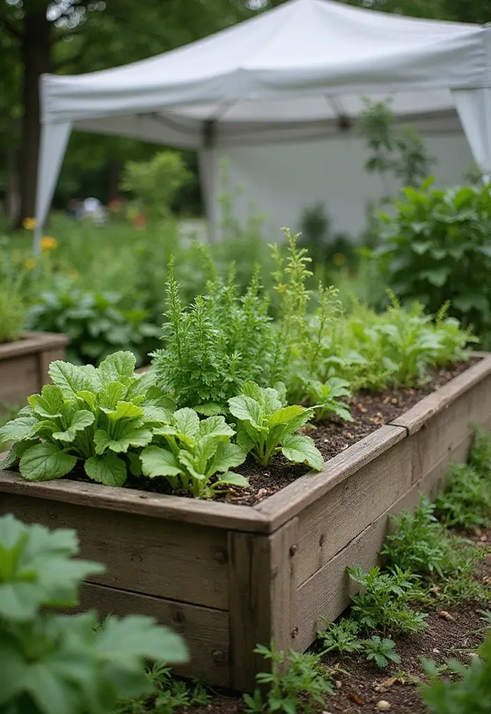 25 Simple Raised Garden Beds DIY Ideas for Beginners - 24. Shade Structure Planters