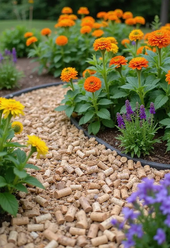 25 Stunning Garden Crafts DIY Yard Art Projects Using Recycled Materials - 11. Wine Cork Garden Mulch