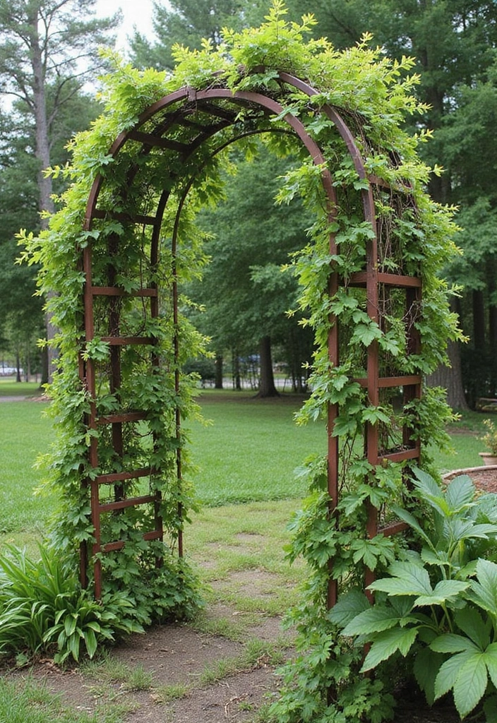 25 Stunning Garden Crafts DIY Yard Art Projects Using Recycled Materials - 24. Recycled Bed Spring Trellis