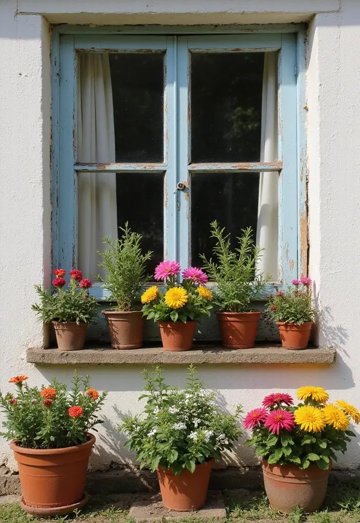 25 Stunning Garden Crafts DIY Yard Art Projects Using Recycled Materials - 25. Recycled Window Frame Flower Display