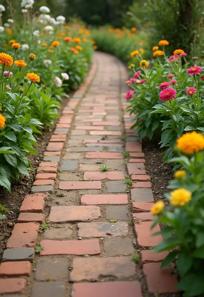 27 DIY Garden Edging Ideas Cheap Yet Stunning - 2. Recycled Brick Pathway