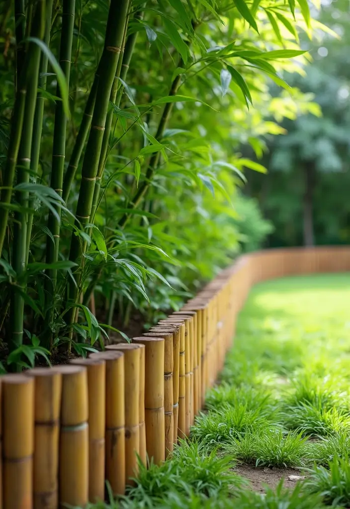 27 DIY Garden Edging Ideas Cheap Yet Stunning - 20. Creative Bamboo Edging