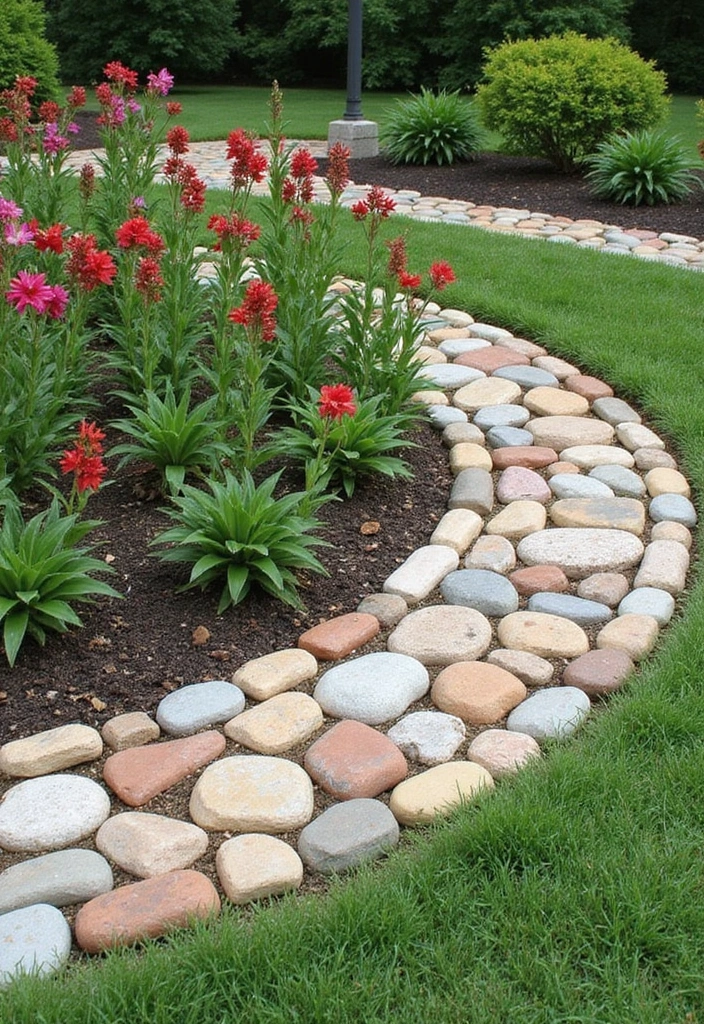 27 DIY Garden Edging Ideas Cheap Yet Stunning - 5. Decorative Stone Borders