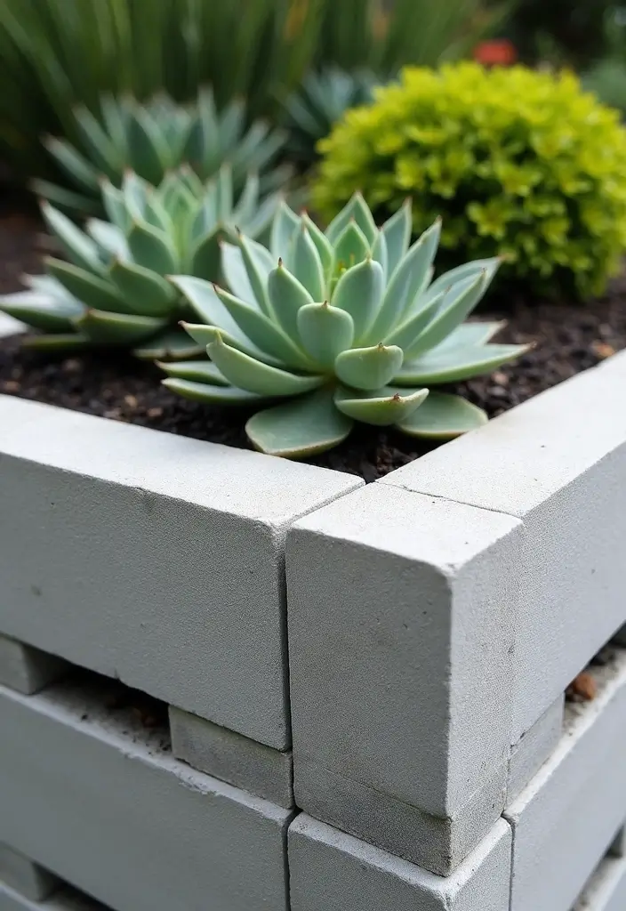 27 DIY Garden Edging Ideas Cheap Yet Stunning - 8. Concrete Block Borders