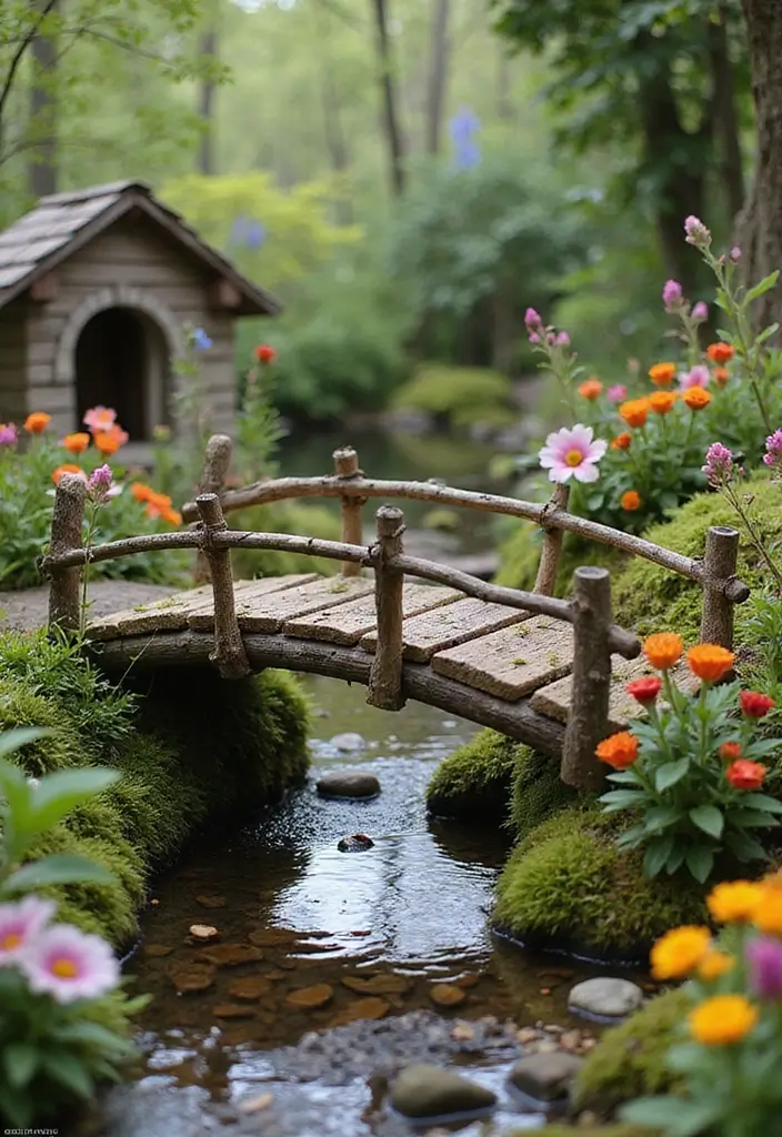 27 Fairy Garden Houses DIY Projects That Spark Imagination - 21. Fairy Bridge