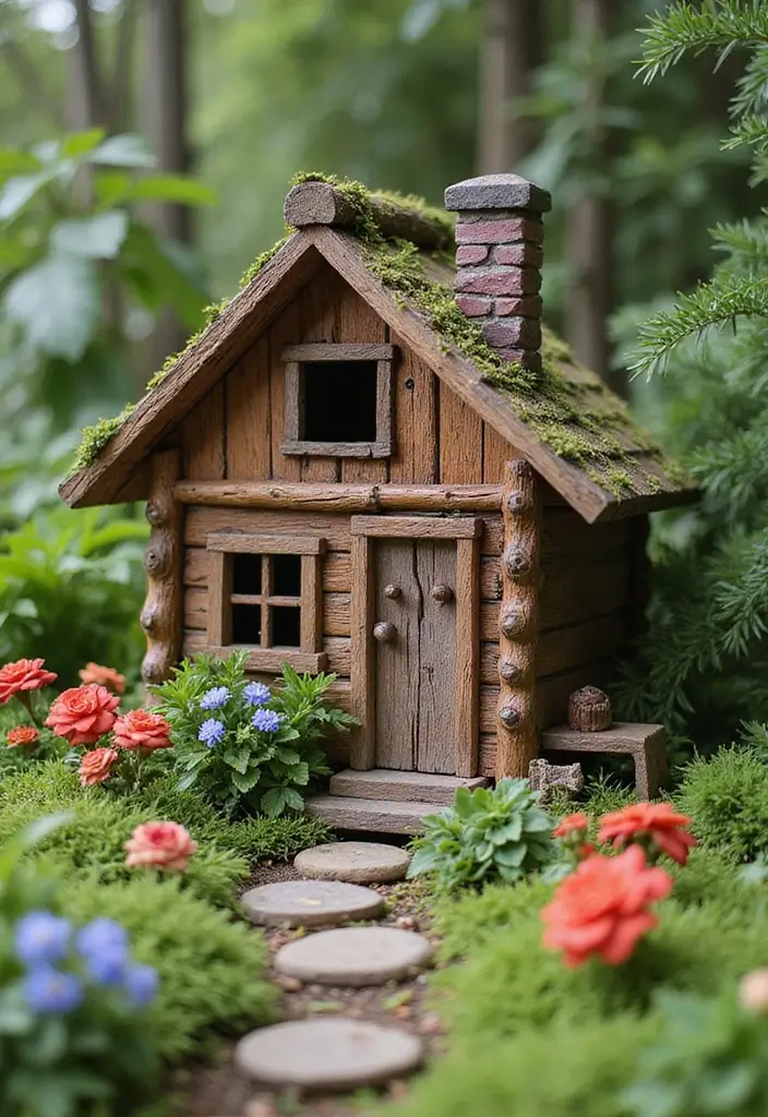 27 Fairy Garden Houses DIY Projects That Spark Imagination - 8. Log Cabin Charm