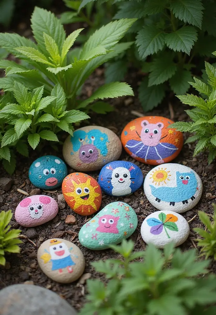 27 Garden Art DIY Easy Projects That Bring Life to Your Yard - 7. Colorful Rock Art